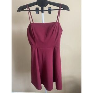 City Triangle Womens Juniors Burgundy Spaghetti Strap Lace Flare Prom Dress‎ 15